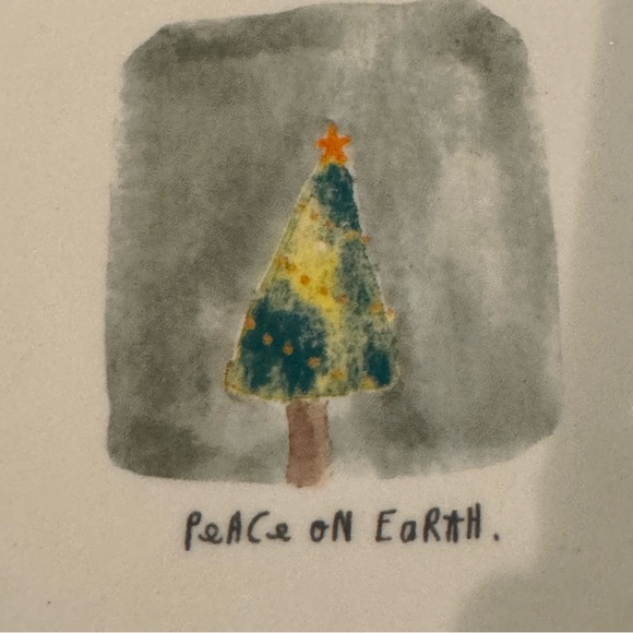 Rae Dunn Two Piece Dinner Plate Set, Tis The Season and Peace On Earth - Picture 2 of 8